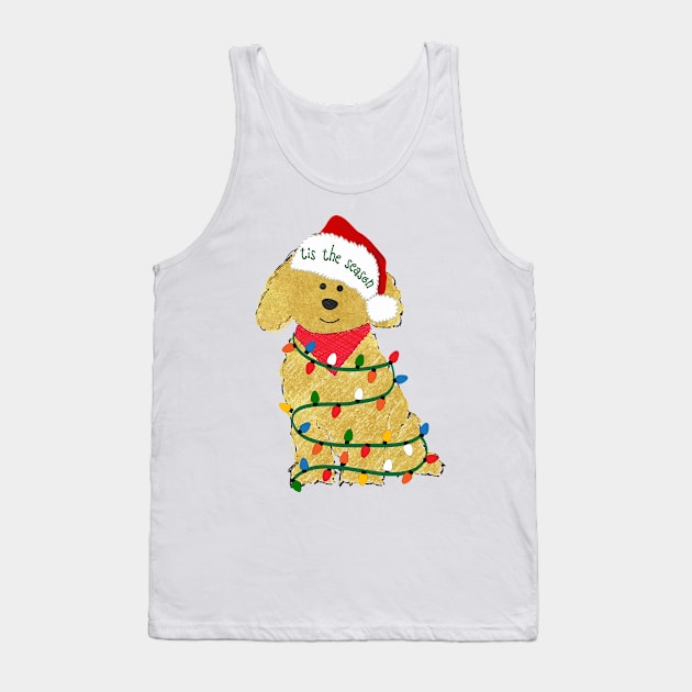 Cute Christmas Golden Doodle Puppy Tank Top by emrdesigns